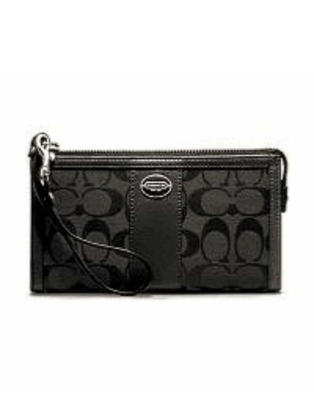 🆕 Coach Legacy Black Box Signature Stripe Zipper Wristlet Wallet Clutch Bag